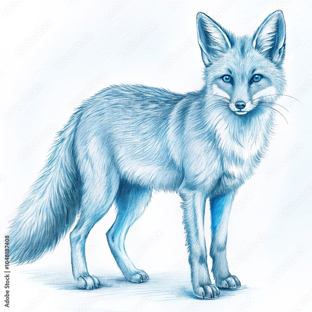 a silver fox sketch illustration a silver fox sketch illustration