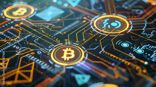 Wallpaper Mural cryptocurrency technology with interconnected nodes on vibrant display Torontodigital.ca