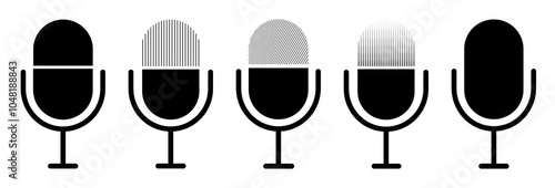 microphone icons set, Podcast microphones collection vector file,