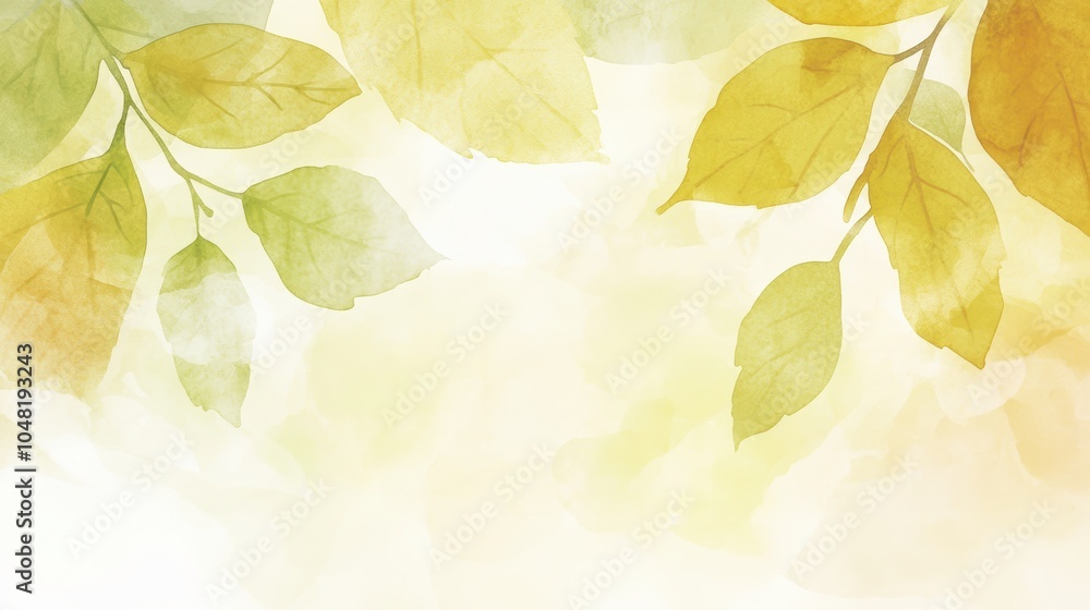 Soft Yellow and Green Watercolor Leaf Background Soft Yellow and Green Watercolor Leaf Background
