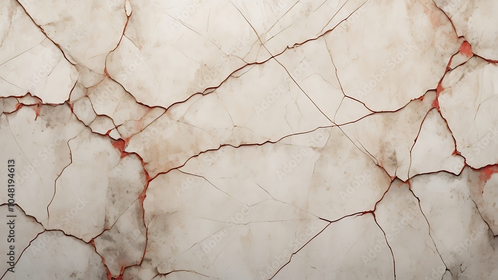 Abstract illustration grunge textured background of a old white brick wall with random pattern large and small cracks on it and red stains splashes on it Abstract illustration grunge textured background of a old white brick wall with random pattern large and small cracks on it and red stains splashes on it