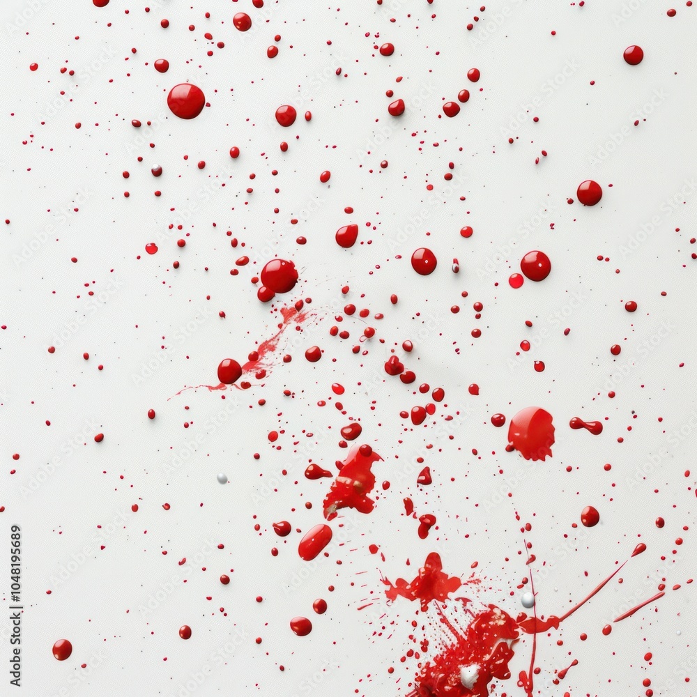 Red Paint Splashes on White Surface Red Paint Splashes on White Surface