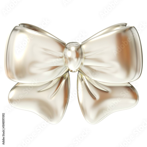 3D shiny metallic Silver Bow illustration