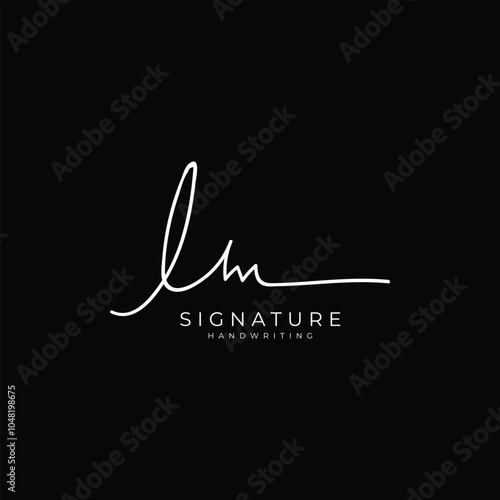 LM or L M Initial Signature Logo, Elegant Handwritten Monogram