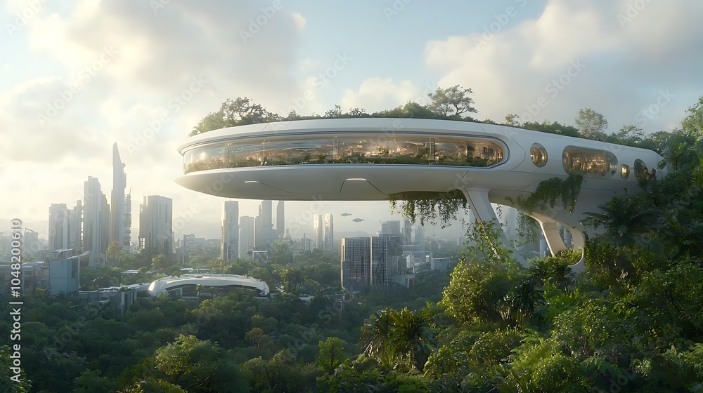 Futuristic eco-friendly architecture harmonizing nature and technology in urban living spaces Futuristic eco-friendly architecture harmonizing nature and technology in urban living spaces