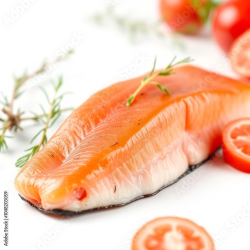 raw salmon fish isolated on white background full depth of field