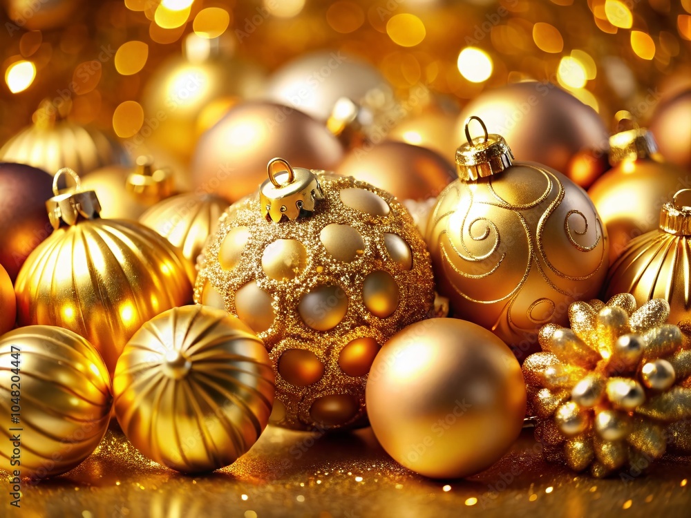 Elegant Gold Christmas Ornaments for Festive Decoration and Celebration Elegant Gold Christmas Ornaments for Festive Decoration and Celebration