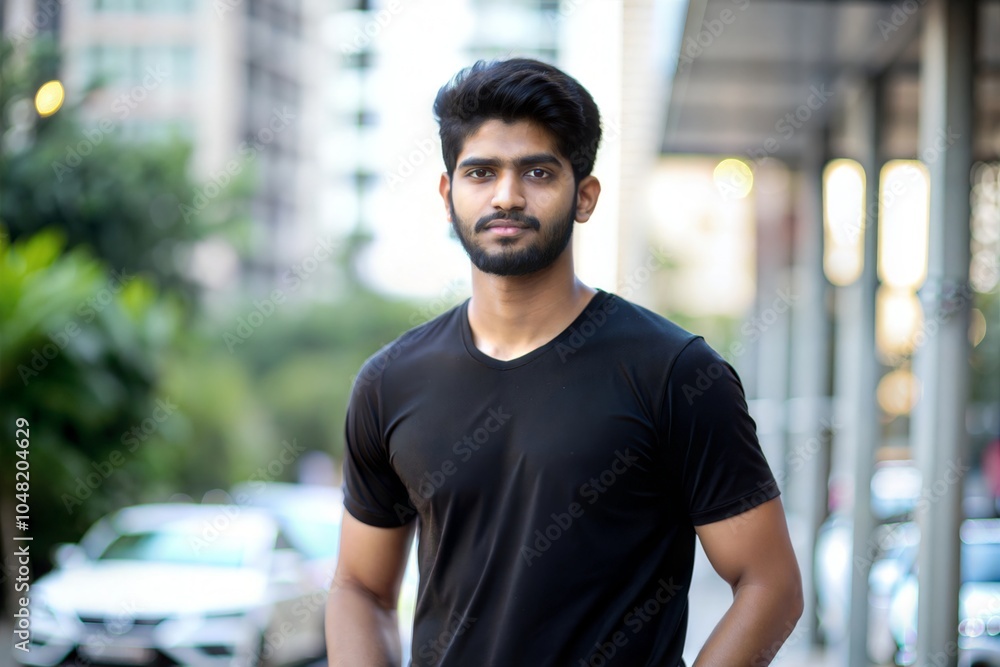 Young Indian Man in Plain Black T-Shirt with Attitude
Young Indian Man in Plain Black T-Shirt with Attitude