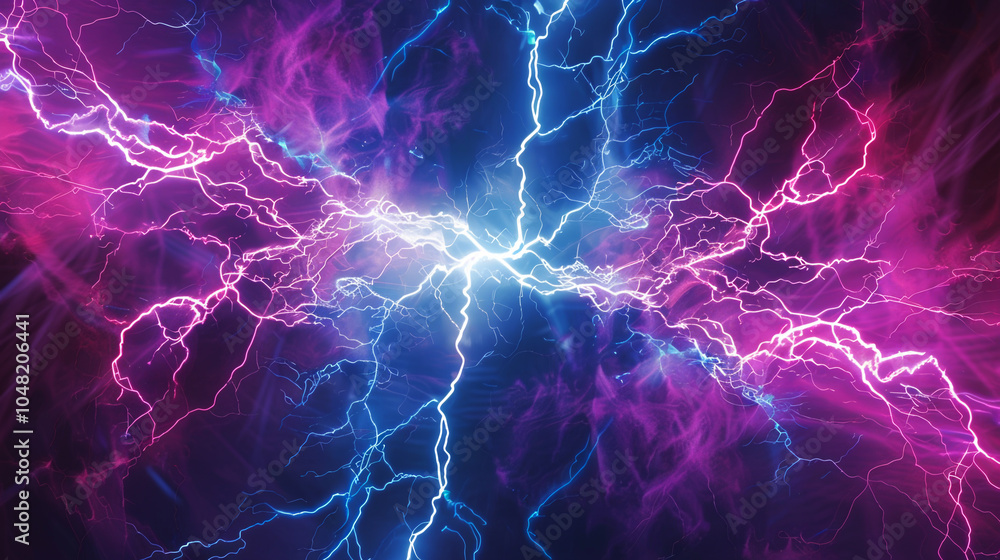 A purple and blue lightning bolt with a blue and purple background A purple and blue lightning bolt with a blue and purple background