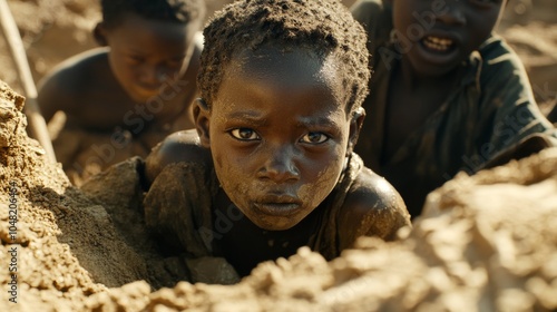 Children working in a cobalt mine.