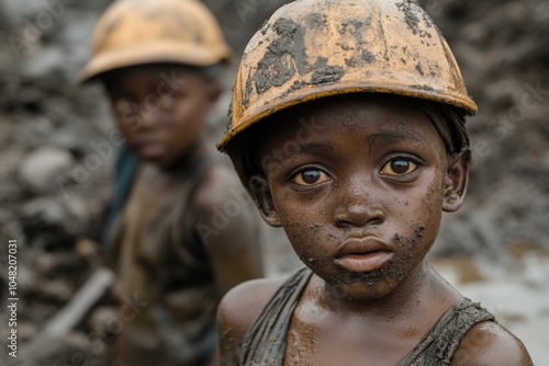 Children working in a cobalt mine.