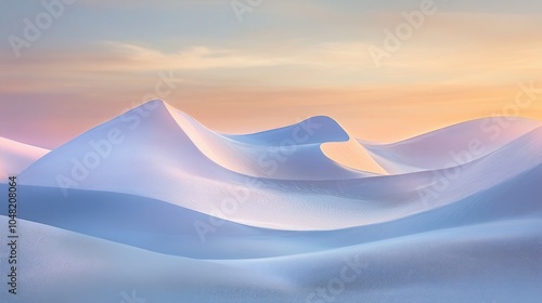 Towering sand dunes at sunset, the warm glow of the desert creating a captivating, surreal scene against the fading light