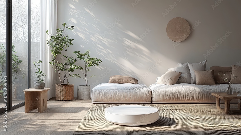 An elegant AI device analyzing and mapping colors in interior design, focusing on wall and furniture tones, set against a clean, clear backdrop for a modern aesthetic. An elegant AI device analyzing and mapping colors in interior design, focusing on wall and furniture tones, set against a clean, clear backdrop for a modern aesthetic.