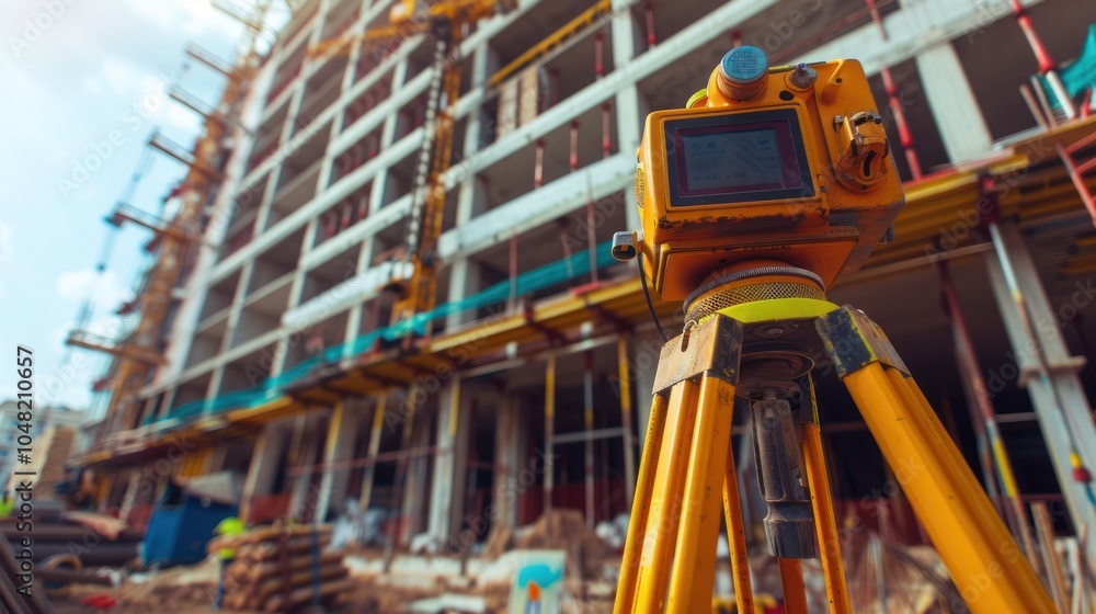 Surveying Equipment at a Construction Site Surveying Equipment at a Construction Site