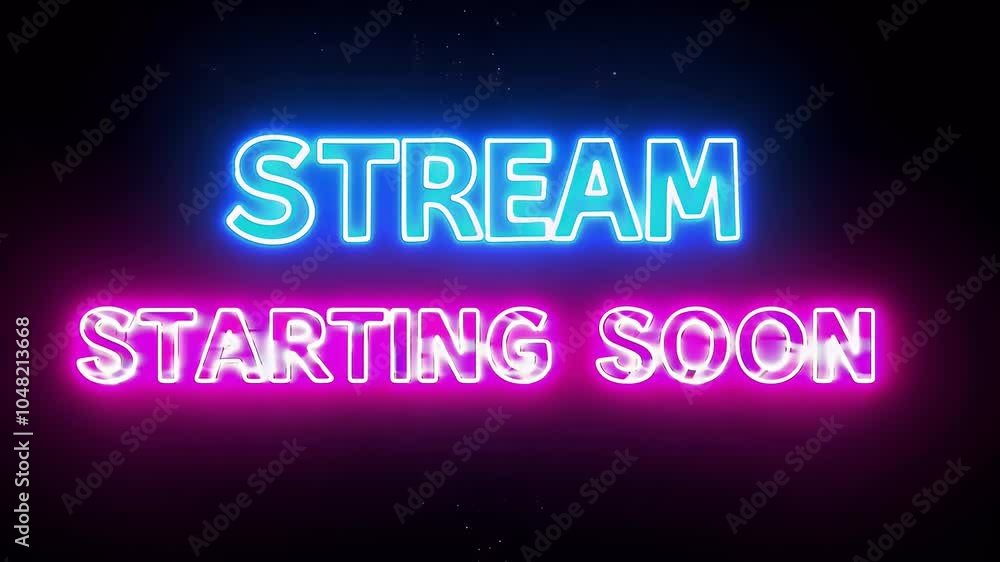 vibrant neon text display that announces stream starting soon perfect live streaming videos animation features glowing letters on background ideal promoting upcoming video vibrant neon text display that announces stream starting soon perfect live streaming videos animation features glowing letters on background ideal promoting upcoming video