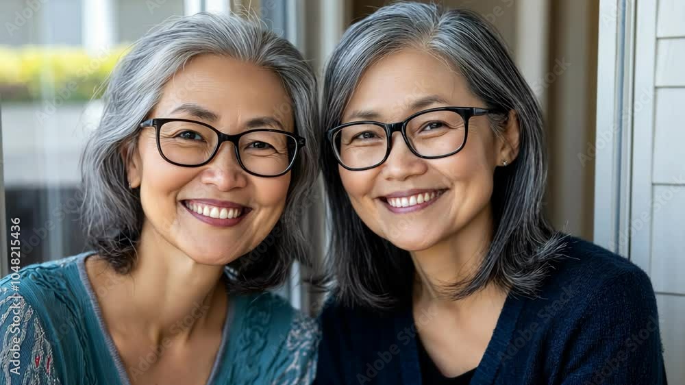 smiling two friend senior women sitting together at home smiling two friend senior women sitting together at home