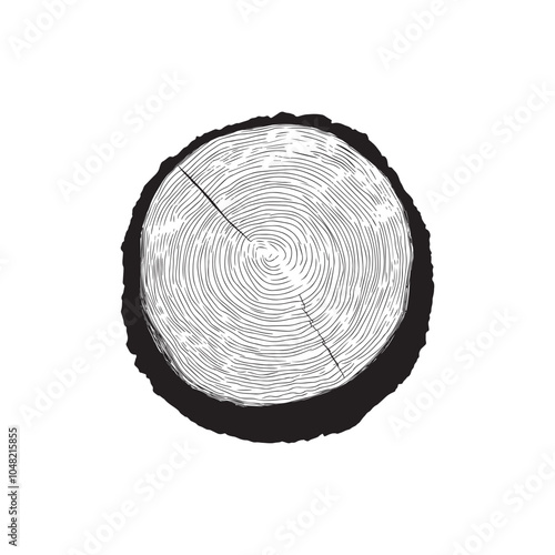 Wood Slice Vector illustration in black and white - Wood Slice Clipart Design