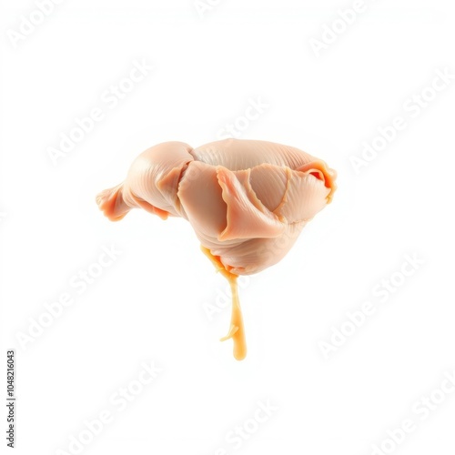 Falling Raw chicken fillet isolated on white background full depth of field photo