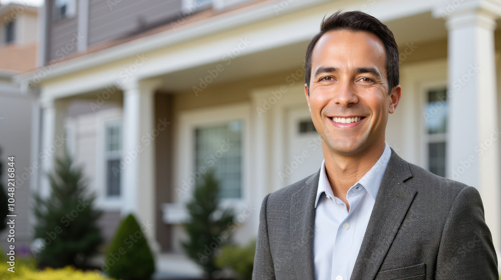 Professional Realtor Portrait in Front of Modern Home - Real Estate Agent, Realtor, and Business Professional Professional Realtor Portrait in Front of Modern Home - Real Estate Agent, Realtor, and Business Professional