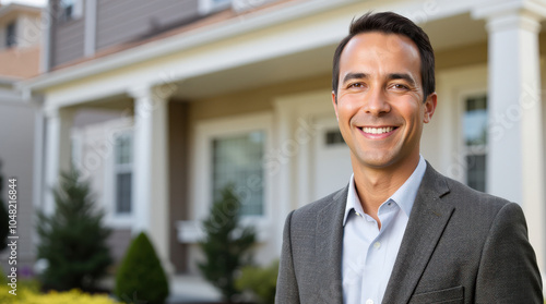 Professional Realtor Portrait in Front of Modern Home - Real Estate Agent, Realtor, and Business Professional