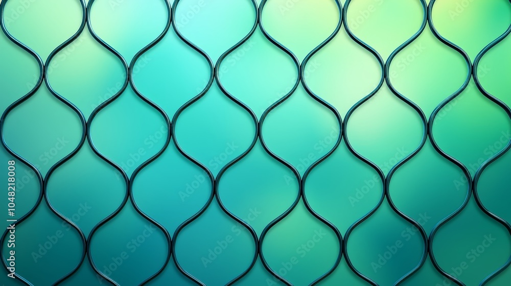 Fototapeta premium Abstract Teal and Black Curved Wire Mesh Pattern