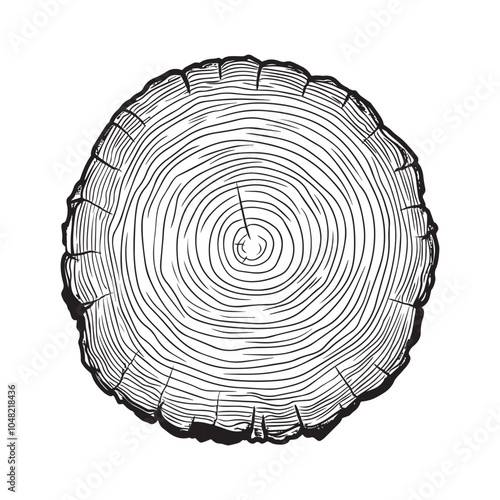 Wood Slice Vector illustration in black and white - Wood Slice Clipart Design