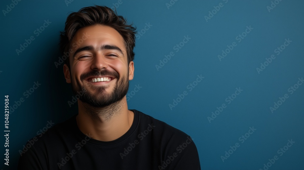 Portrait of a happy handsome man in a shirt with laughing Portrait of a happy handsome man in a shirt with laughing