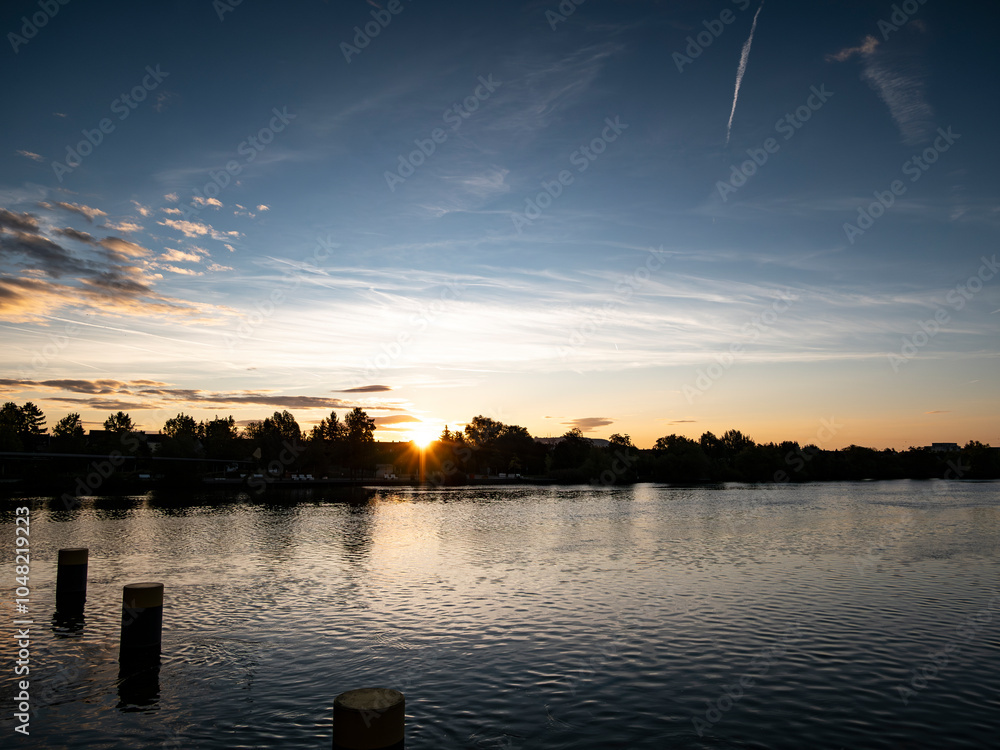 Fototapeta premium sunset over the river