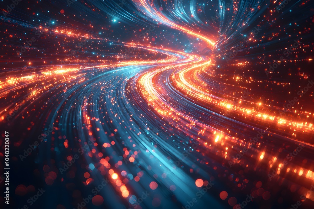 Futuristic abstract light trails creating a dynamic neon pathway in motion Futuristic abstract light trails creating a dynamic neon pathway in motion