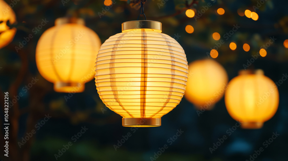 Fototapeta premium Decorative Lanterns Glowing in the Night
