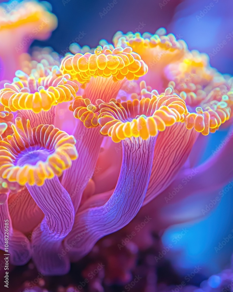 Vibrant Coral Polyps in Macro Detail Vibrant Coral Polyps in Macro Detail