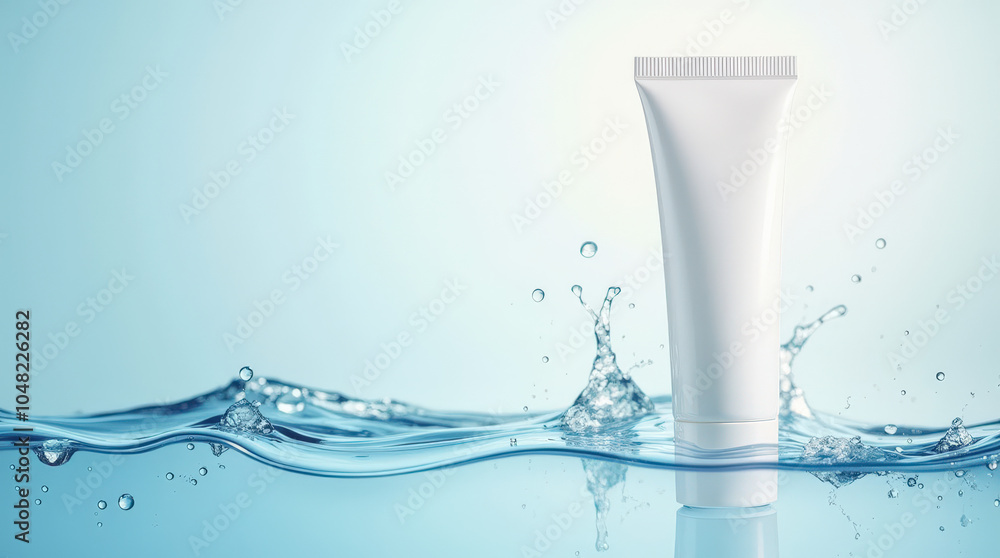 Minimalist Skincare Packaging with Water Splash for Hydrating Cream, Moisturizer, and Beauty Product Minimalist Skincare Packaging with Water Splash for Hydrating Cream, Moisturizer, and Beauty Product