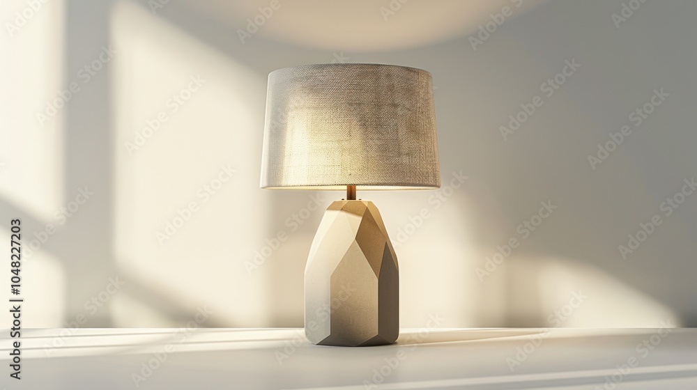 Geometric Table Lamp with Textured Fabric Shade Geometric Table Lamp with Textured Fabric Shade