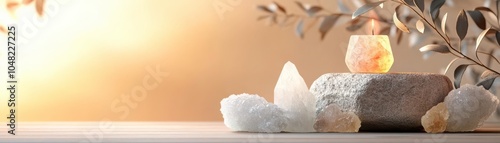 Healing session with crystals and energy work, calming natural therapy, 3D illustration photo