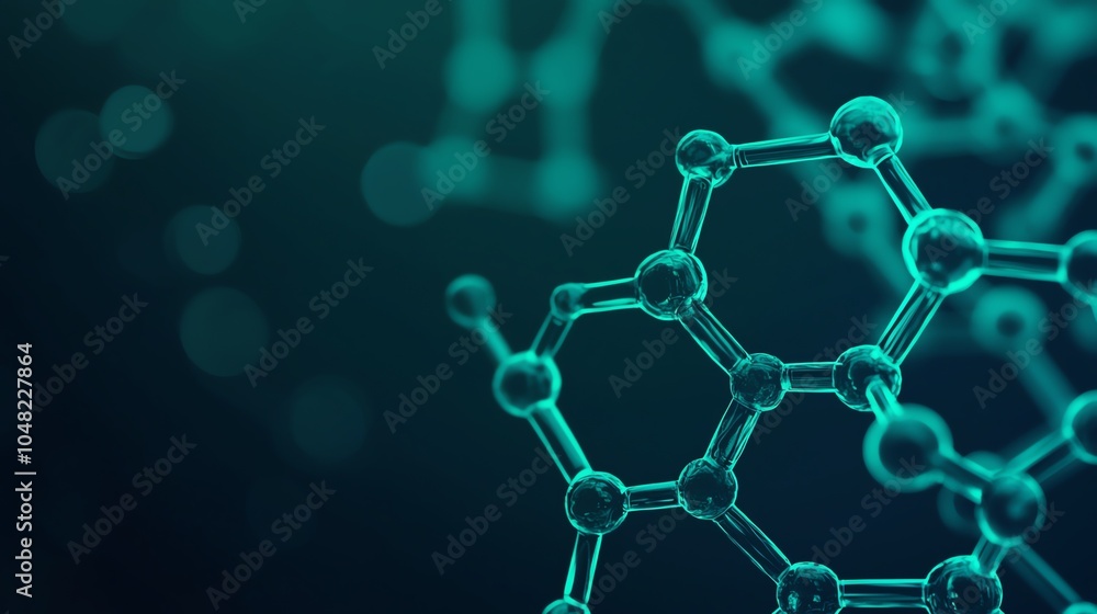 Abstract view of molecular structure, showcasing intricate connections in vibrant blue and green tones, ideal for scientific themes. Abstract view of molecular structure, showcasing intricate connections in vibrant blue and green tones, ideal for scientific themes.