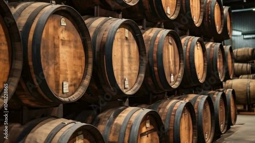 wine barrels in cellar