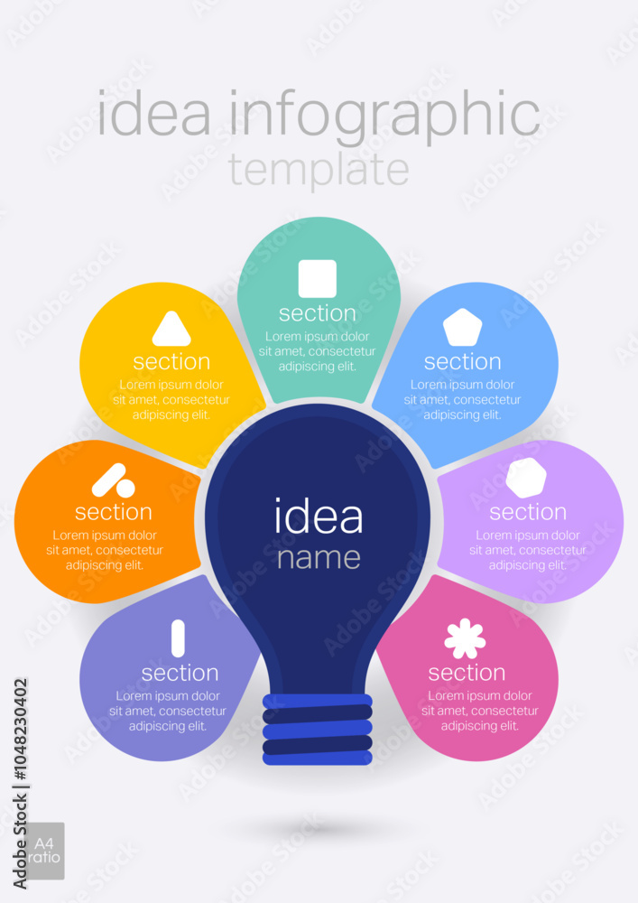 Idea Infographic Template 7 Topics for Business Presentation in Vector File Idea Infographic Template 7 Topics for Business Presentation in Vector File