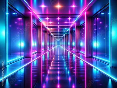 Infinite Neon Corridor - Futuristic Tunnel with Vibrant Light Effects for Stunning Visuals