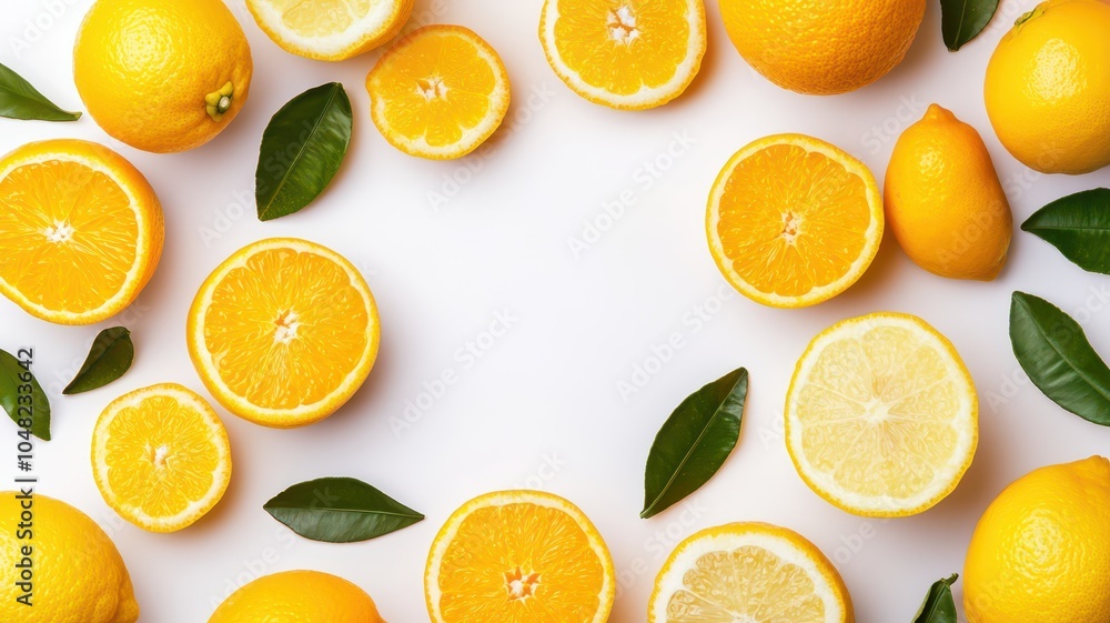 Fresh oranges and lemons arranged in a flat lay, perfect for summer recipes and vibrant food styling. Fresh oranges and lemons arranged in a flat lay, perfect for summer recipes and vibrant food styling.