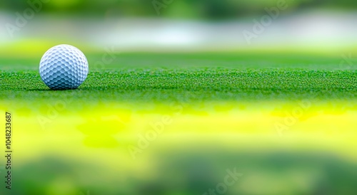 Seamless, Seamless Close-up of a golf ball on a lush green golf course grass.