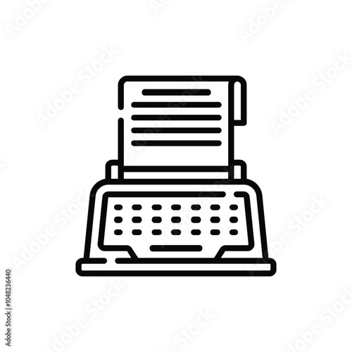 illustration of old school manual typewriter icon in line art style