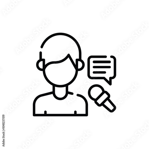 illustration icon of a person being interviewed line art