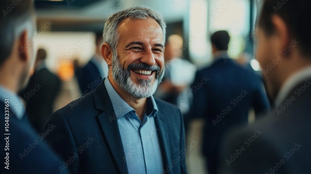A man with a beard and gray hair is smiling at the camera A man with a beard and gray hair is smiling at the camera