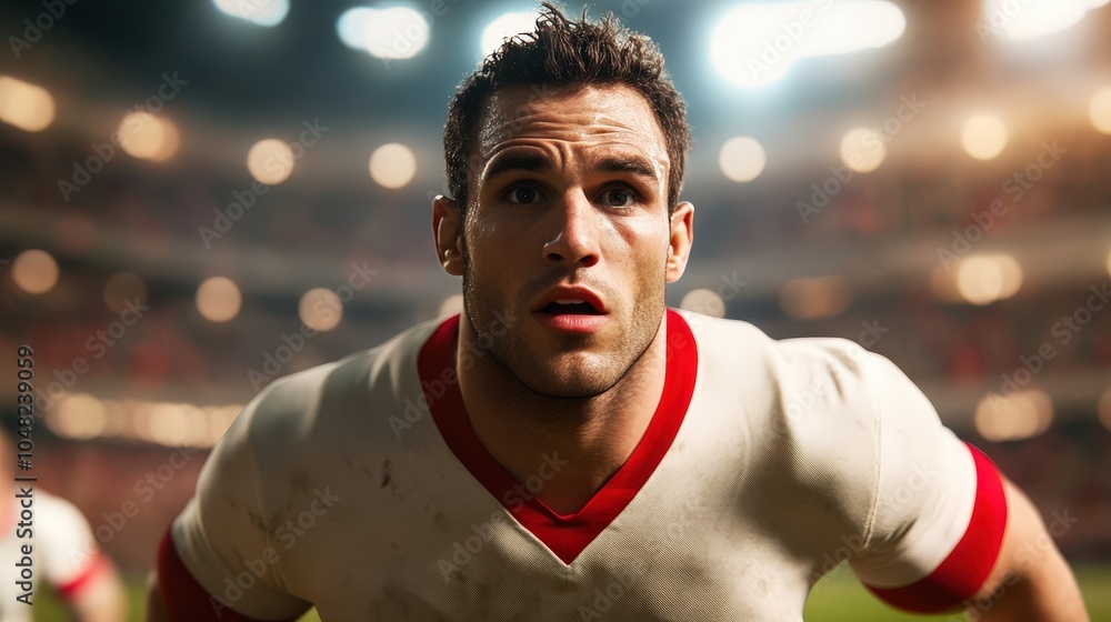 Player Evading Tackles in Electric Stadium Atmosphere Player Evading Tackles in Electric Stadium Atmosphere