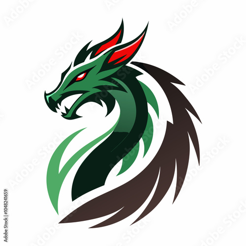 Flat Dragon head modern logo designs isolated on white background