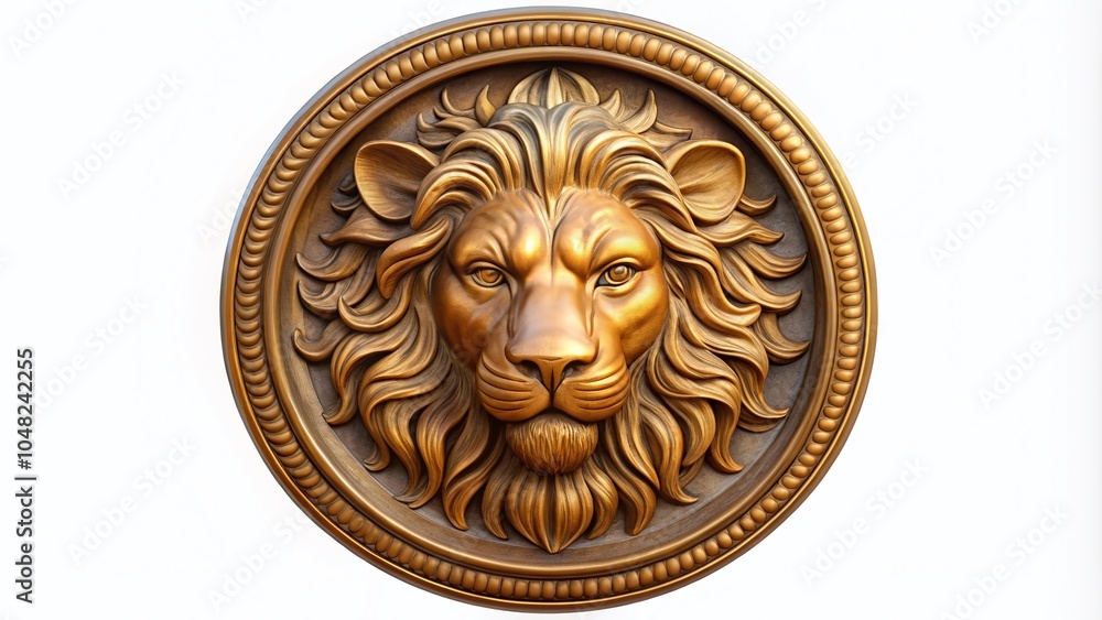 Majestic 3D Relief Lion Wall Medallion on White Background - Stunning Panoramic Photography for Home Decor and Art Majestic 3D Relief Lion Wall Medallion on White Background - Stunning Panoramic Photography for Home Decor and Art