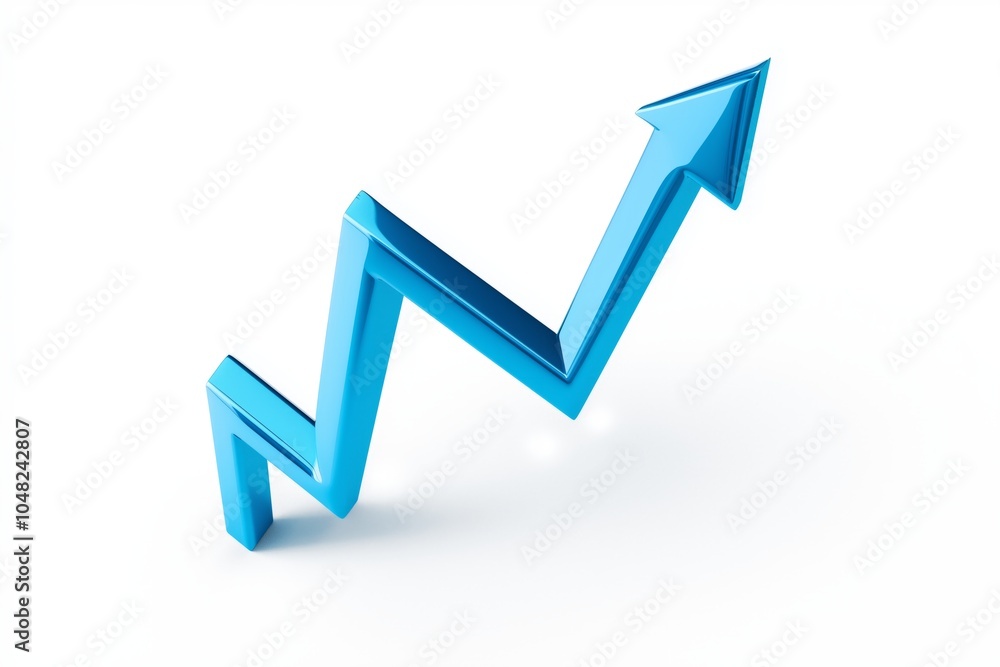 Blue arrow pointing up moving through a sharp zigzag path indicating growth and dynamic change Blue arrow pointing up moving through a sharp zigzag path indicating growth and dynamic change