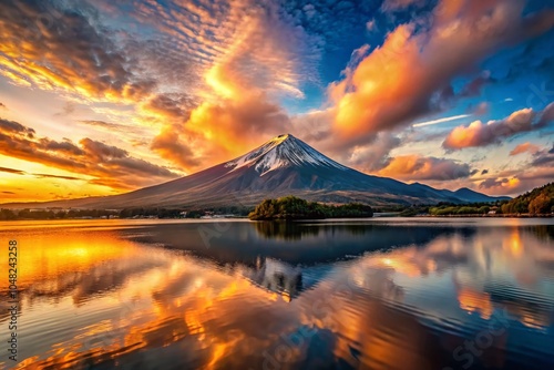 Majestic Mt. Fuji: A Surreal Landscape Illustration for Nature Lovers and Travel Enthusiasts