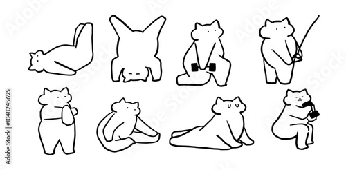 Cat x Gym, Fitness, Workout Set Illustration | Cute Minimalist Doodle Vector for Exercise-Themed Designs