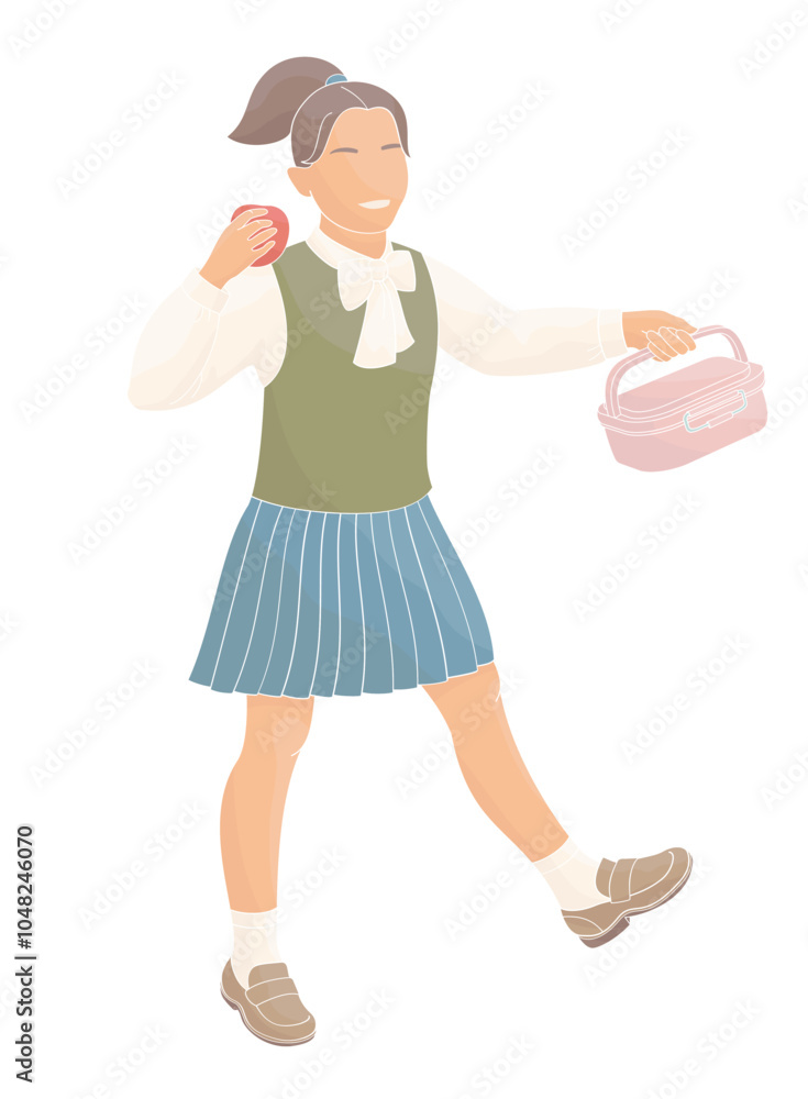 elementary school girl with lunchbox elementary school girl with lunchbox